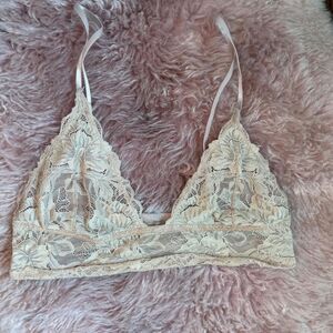 Free-people Women's Cream and White Bra